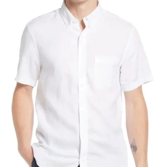 Marc Edward white tan window pane button up linen shirt preppy casual beach XXL - Picture 1 of 10